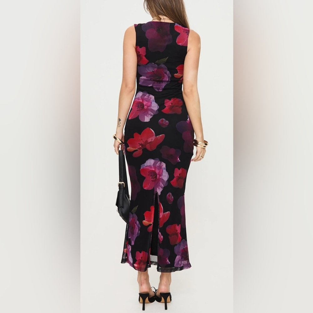 NWT Princess Polly Eviana Maxi Dress Floral Black Pink Purple Wedding - Size 4 - Picture 2 of 7